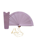 Load image into Gallery viewer, Mauve Clutch Fan with Leather Case and Chain - Wood and Cotton - Original and Handmade
