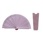 Cargar imagen en el visor de la galería, Abanico Clutch malva con funda de piel malva - de Madera y Algodón - Original y Artesanal
