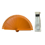 Load image into Gallery viewer, Orange Clutch Fan - Made of Wood and Cotton - Original and Handmade
